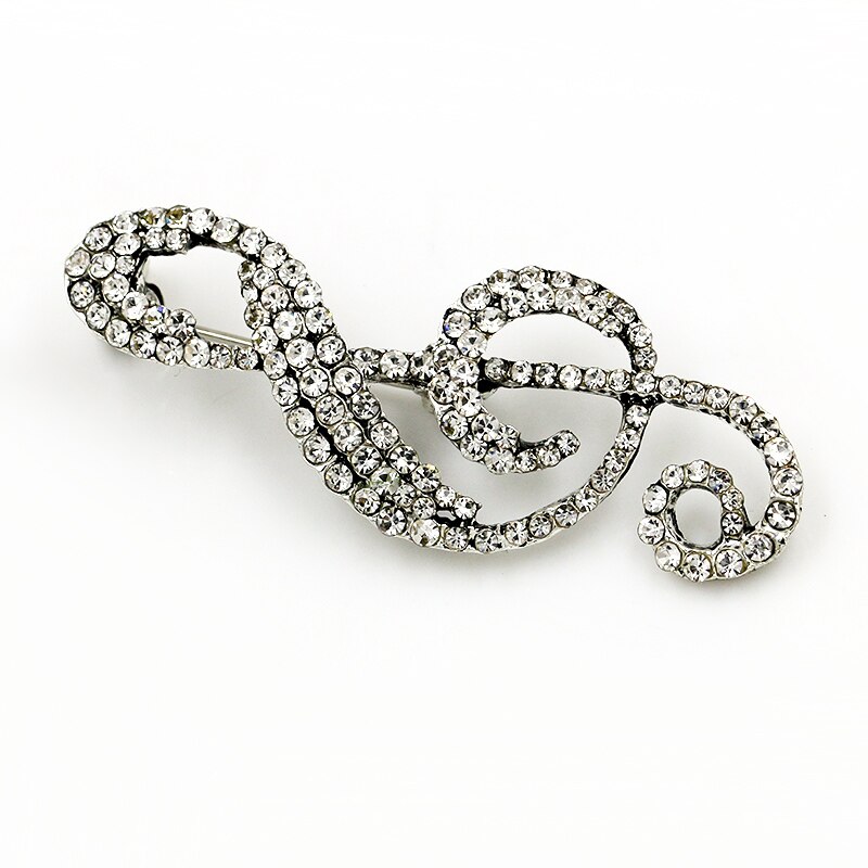 Trendy Style Crystal Rhinestone Brooches Music Note Shaped Brooch pins for Women Clothes Accessories