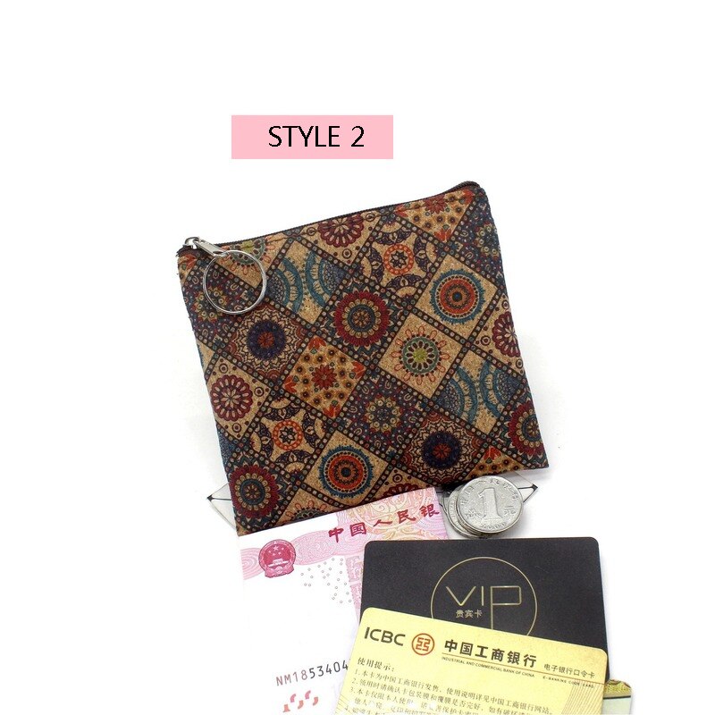 Jahrgang geldbörse mit echtholzmaserung, rindenkork-optik, lässige, nostalgische Kupplung, kleine quadratische schlüsseltasche: Stil 2