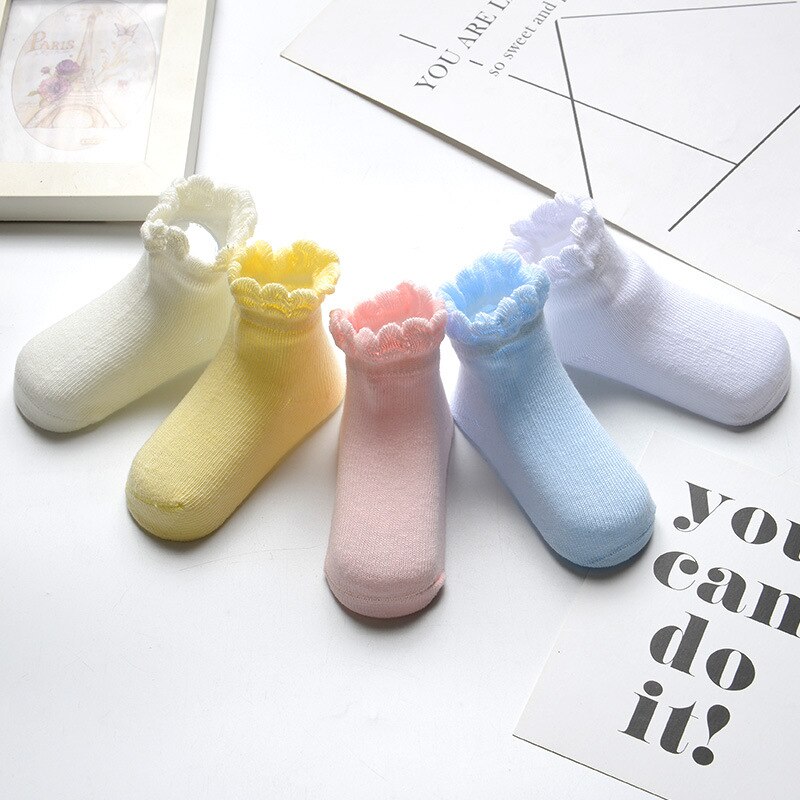 AiKway 5 pairs /lot Boys Girls Socks Cotton Lace Socks Mouth Candy Color Infant Socks Mesh Baby Breathable Socks
