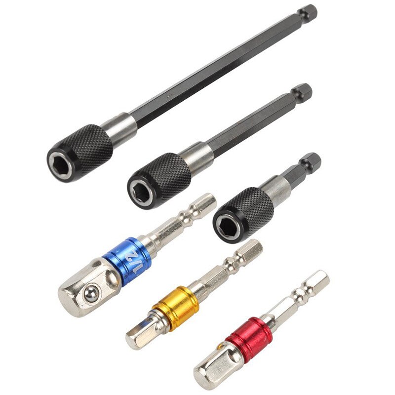 AABB-Socket bit Extension Bar Hex Shank Adapter Boor Moer Driver Power Boor Reparatie Gereedschap Kit Set + hex Quick Release Magneet