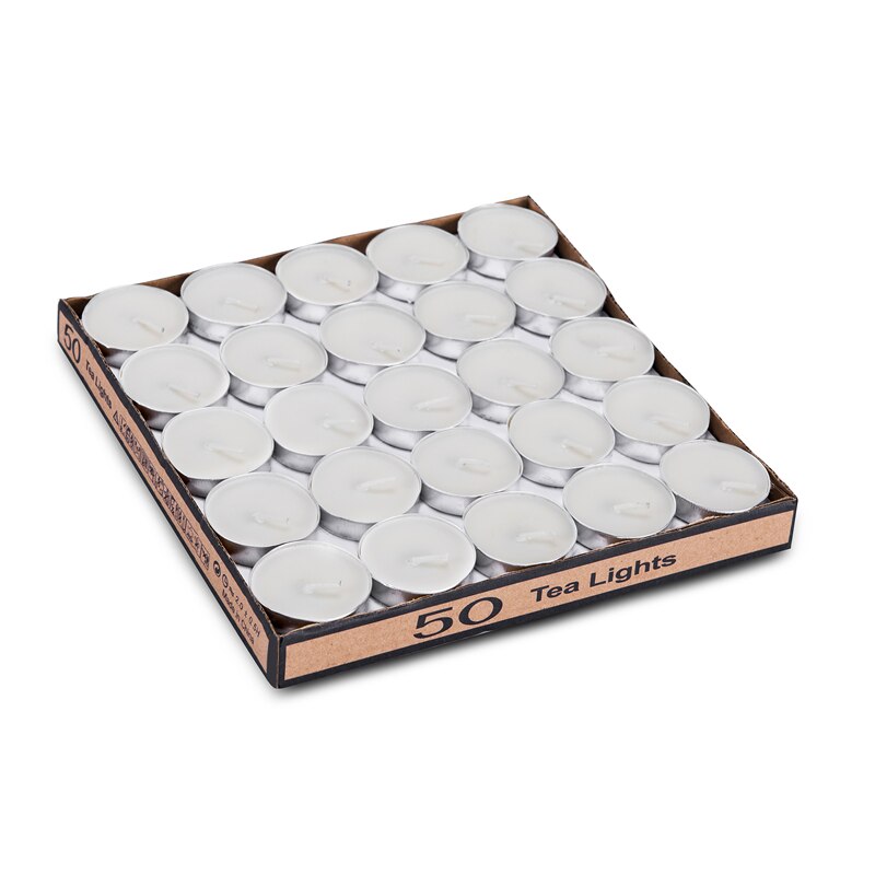 50 White Tea Light Candles Unscented - 8 Hour Burn Time - View #9