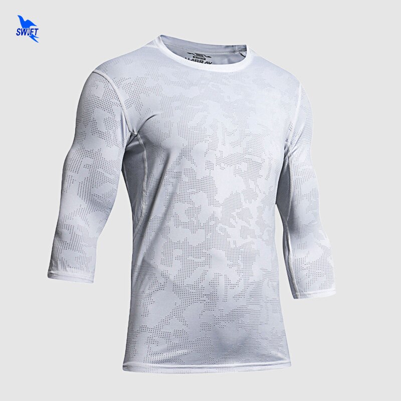 Pustende jacquard løpeskjorter herre langermet mesh rashguard fitness sportsklær raskt tørr hjemmetrening gym t-skjorte topper