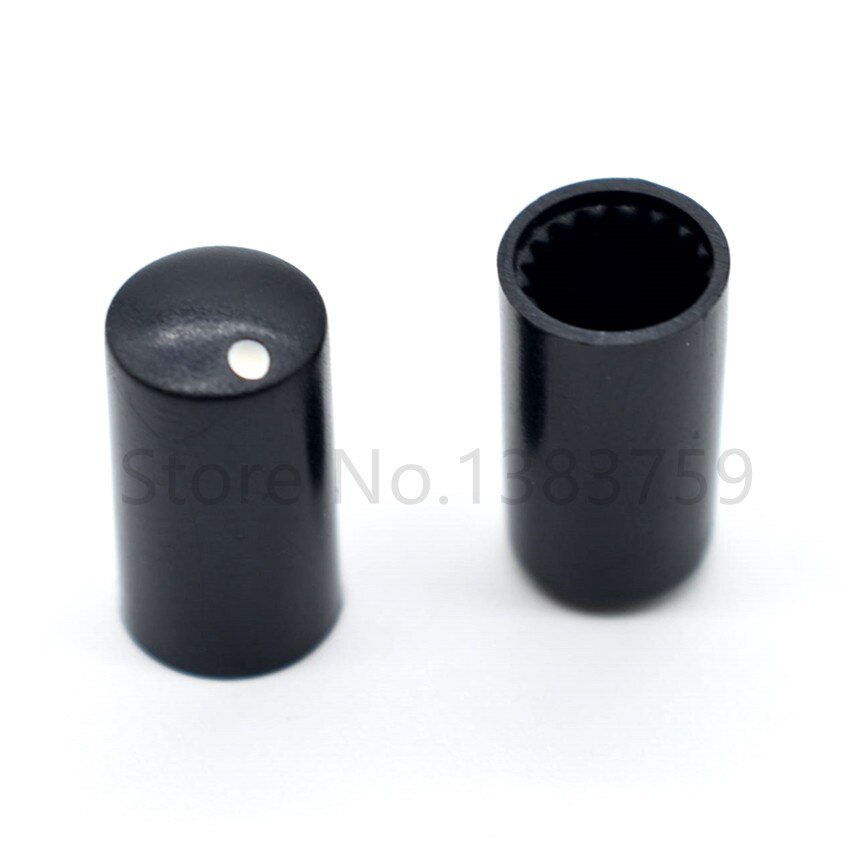 10Pcs 7.5Mm * 14Mm Potentiometer Knop 6Mm Gekarteld Gat Potentiometer Bijpassende Hoed Zwart