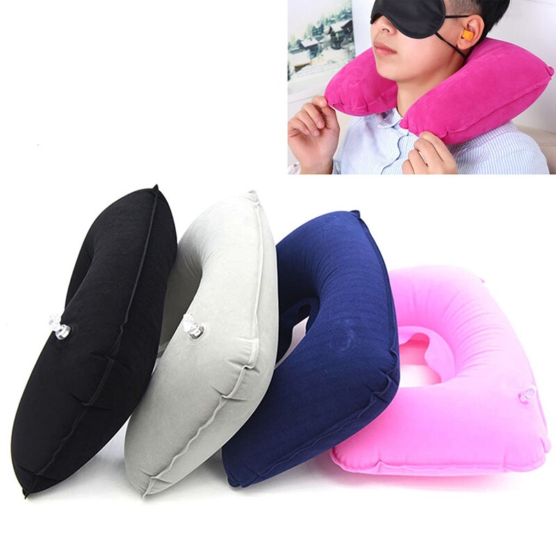 Almohada de viaje en forma de U, almohada inflable para el cuello de coche, cojín de aire para el descanso de la cabeza de la Oficina de viaje, cojín de aire para el cuello almohada