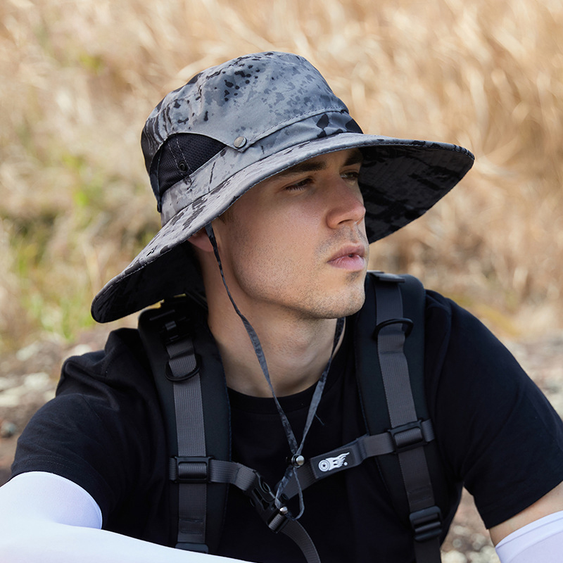 Outdoor Summer Fishing Hats Men Anti-UV Sunshade Breathable Hiking Beach Bucket Hat Male Fisherman Waterproof Quick Dry Cap