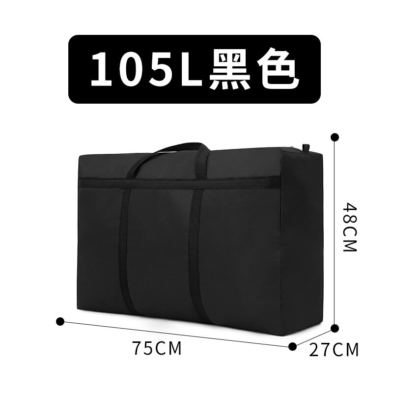 Bolsa de lona Oxford de gran capacidad para embalaje móvil, 180L tejida de bolsa de lona, artefacto de almacenamiento de edredón, portátil, piel de serpiente: black 105L