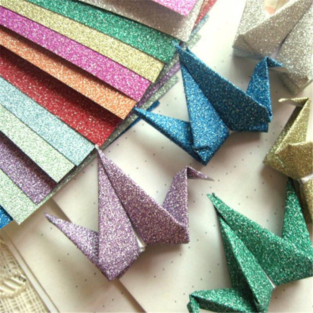 12 Vellen Glitter Origami Papier Vierkante Lakens Levendige Kleuren Voor Kunsten En Ambachten Projecten