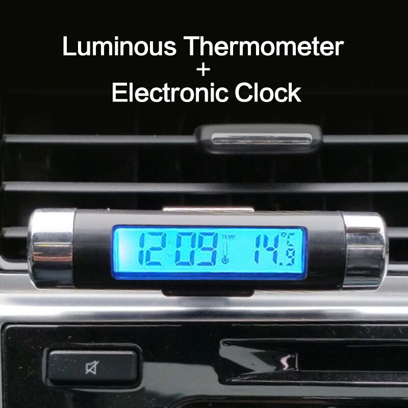 1Pcs Draagbare 2 In 1 Auto Digitale Klok En Temperatuur Display Elektronische Klok Thermometer Auto Auto Klok Kalender