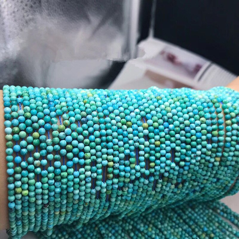 Turquoise round 2.5mm HUBEI 15" for DIY jewelry making loose beads FPPJ beads nature gem stone