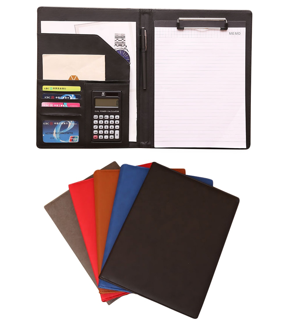 A4 office business classical file folder portfolio executive with clip board calculator document organizer