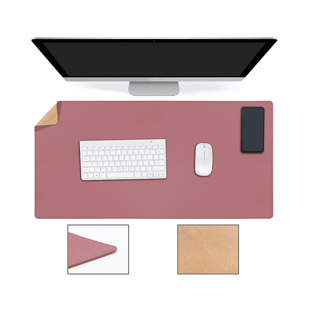 Extra Large Gaming Mouse Pad Double-Sided PU Leather Desk Mat Keyboard Pad Waterproof Dustproof Computer Mousepad for Game Offic: Pink / 90 X 43cm