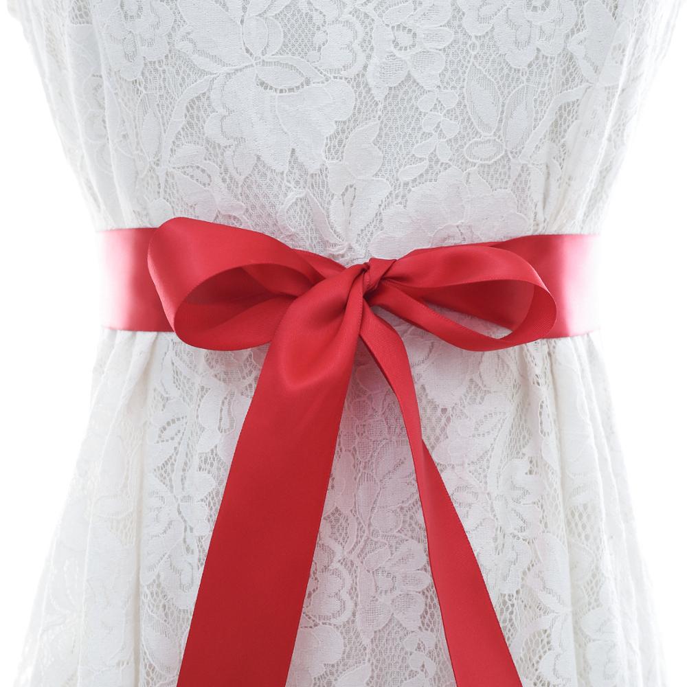 Diamantes de imitación boda Vestido con cinturón Ceñidor hecho a mano perla cinturón de novia con cinta de satén accesorios de boda baratos: Rojo