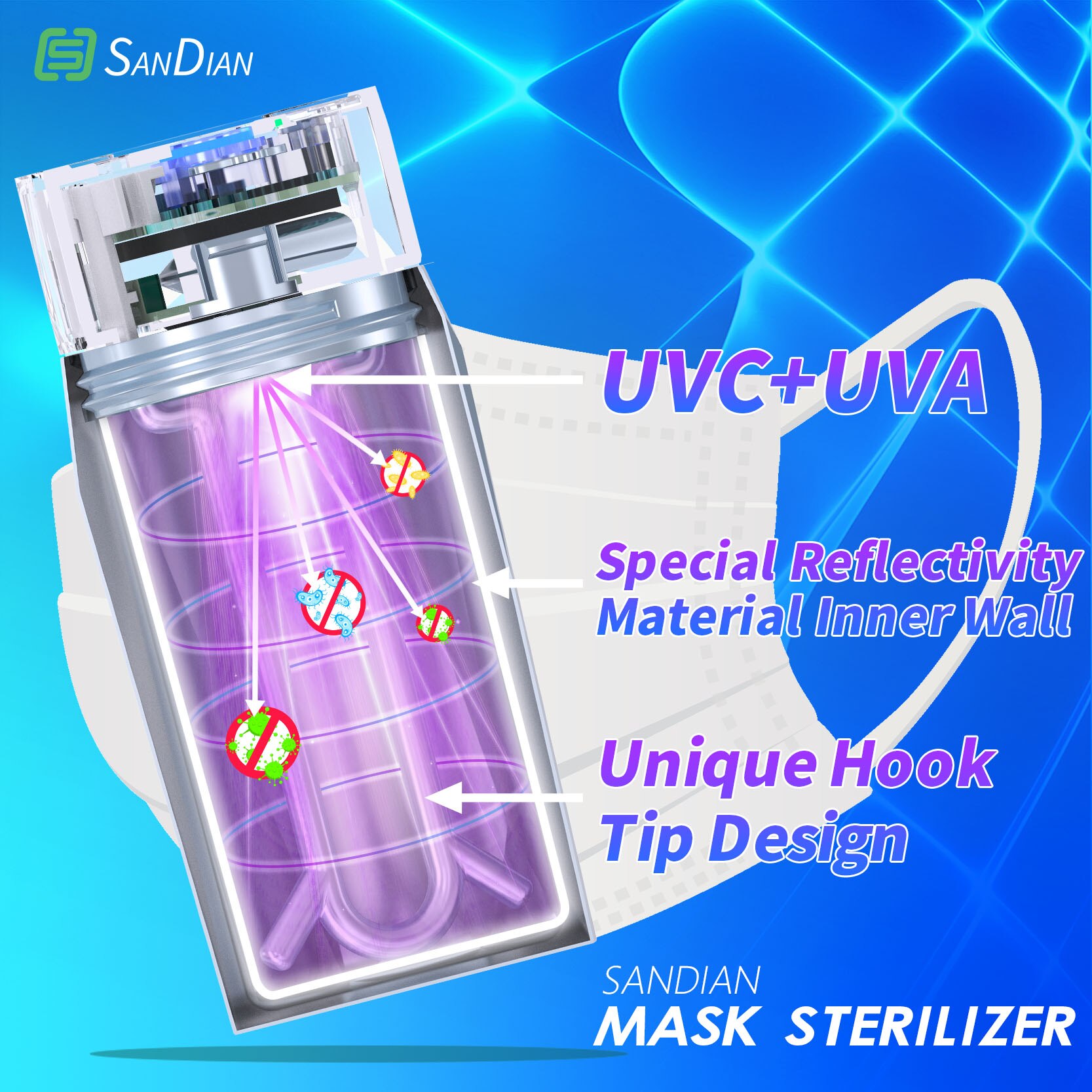 UVC + UVA Sterilisieren fallen Für Maske Schmuck Ohrring Ring Multifunktions kompakt Tragbare Wiederaufladbare Keimtötende Desinfektion