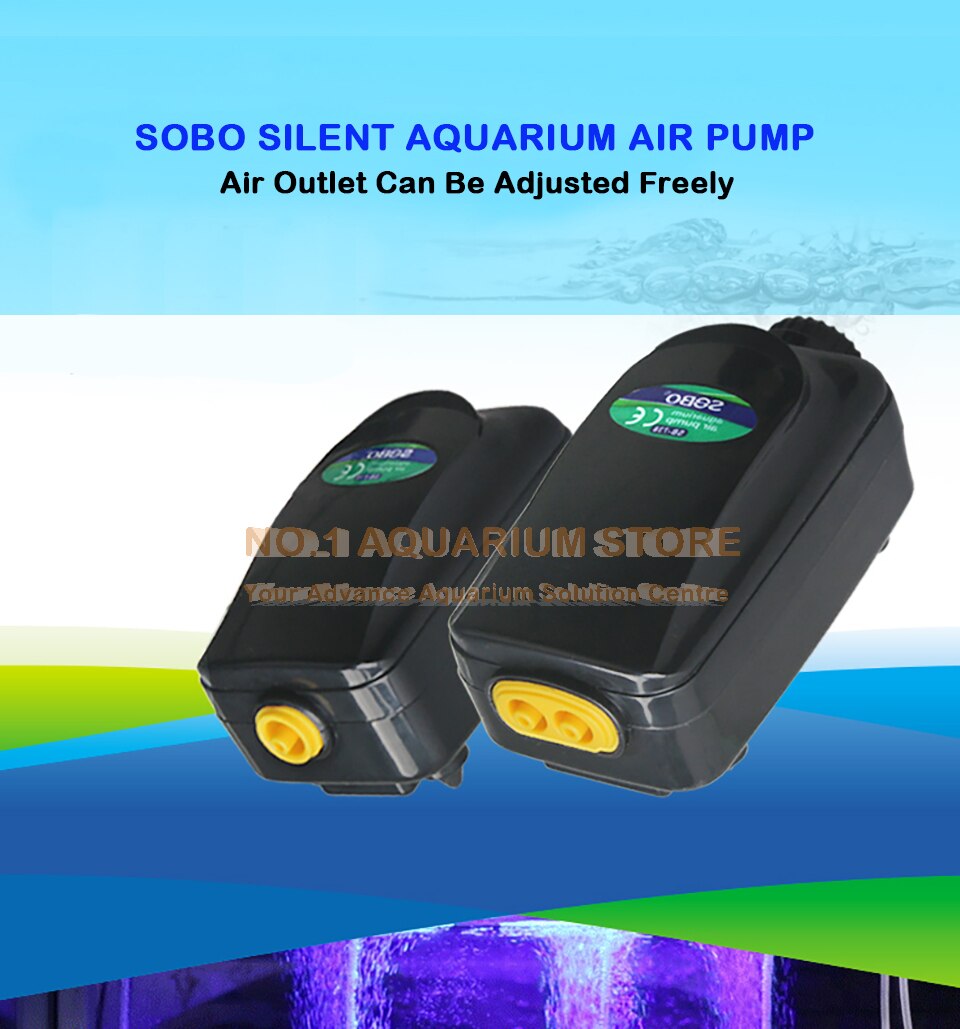SOBO Silent Aquarium Air Pump Oxygen Pond Aerator Water Fish Tank SB-718 SB-738 3W/3.5W Authorized Dealer