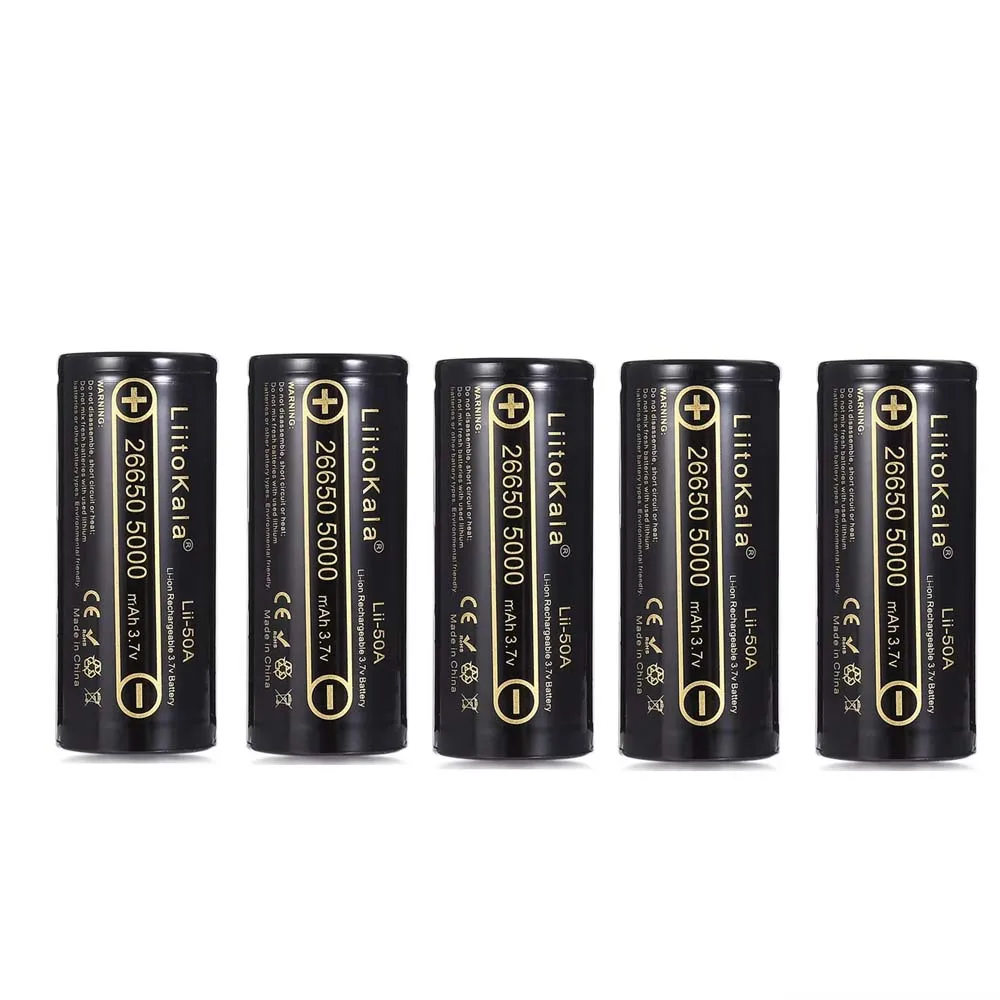 LiitoKala 3.7V 26650 5000mah Li-ion Rechargeable Battery For Strong Flashlight, Power batteries 20A Discharge Capacity: Pink