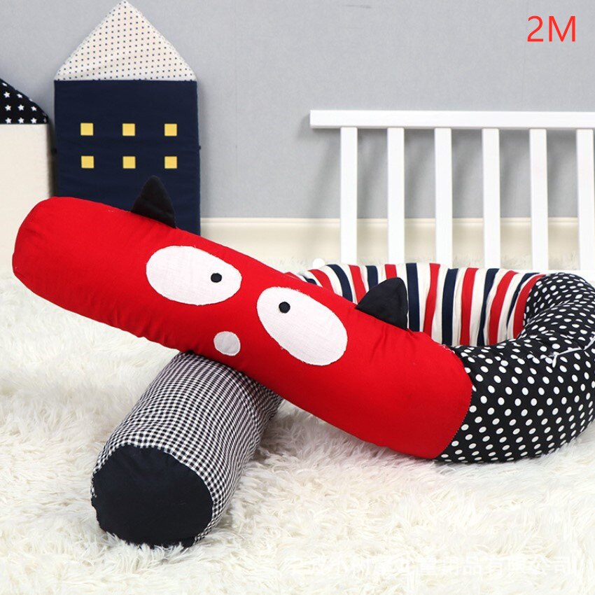 Newborn Cradle Bumper Crocodile Crib Bumper Plush Pillows Cushion Crib Bumper Pads Baby Crib Liner Animal Pillows Bed Children: 2 meter red