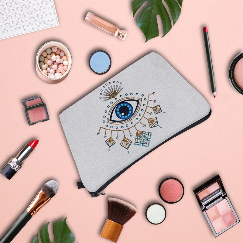 FUDEAM Turkish Blue Evil Eye Portable Women Travel Storage Bag Toiletry Organize Cosmetic Bag Waterproof Female Lucky MakeUp Bag