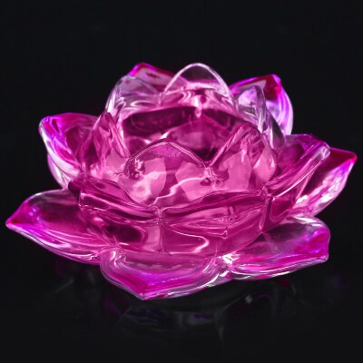 Kandelaar boterlamp boeddhistische tempelbenodigdheden grote zesbladige lotus kleurrijk kristalglas voor boeddhalicht kandelaar: En