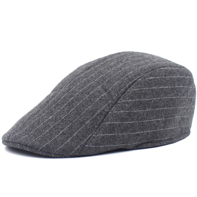 GIBZ Uniseks 8 panelen corduroy krantenjongenshoed, warme baret met rand voor de winter, effen verstelbare vintage platte pet, Grijs, One size