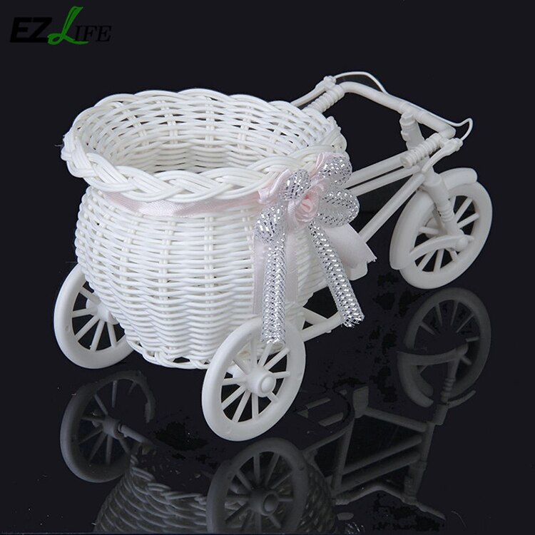Cestas de flores artificiales de tejido de mimbre, decoración para bicicleta simulada hecha a mano, cesta de madera, jardinera de flores, Maceta de jardín de oficina Z5Z2