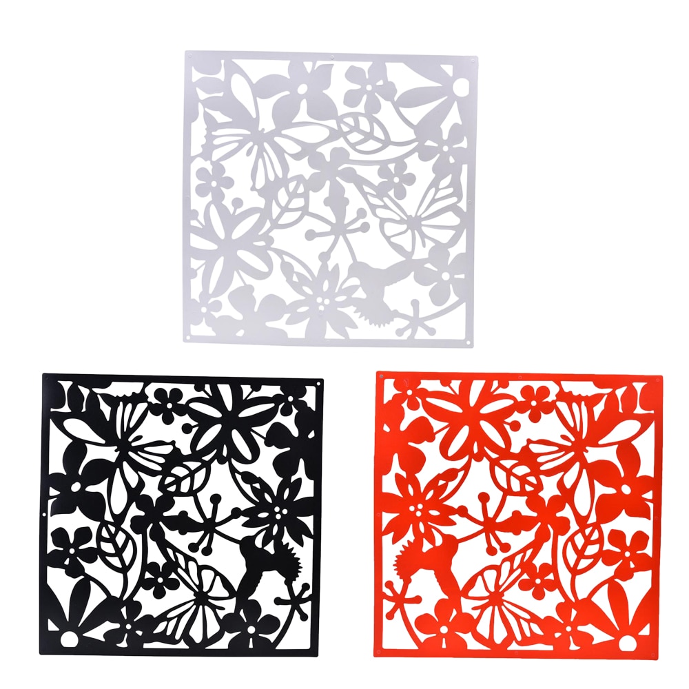 12 Pieces Butterfly Flowers Hanging Room Divider Screen Space Partition Wall Art White Black Red