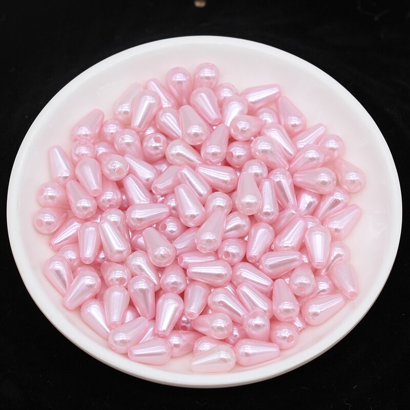 100p 6x10mm gouttelette ABS Imitation perle entretoise perles en vrac pour collier de perles bricolage boucle d'oreille fabrication de bijoux fournitures