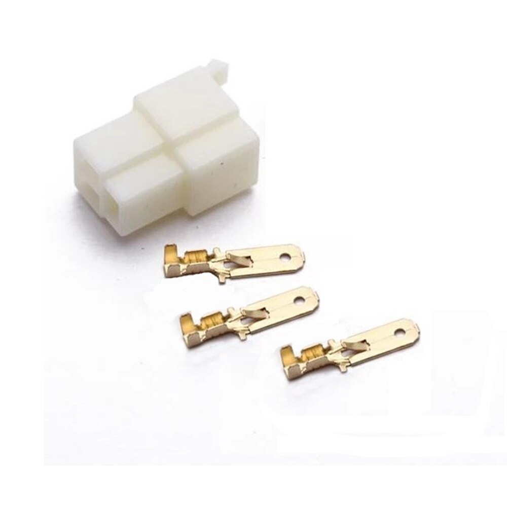 100pcs Motorcycle Car ATV Scooter Boat Male 3 Way Connector 6.3mm Terminal 3-pin Plug Connector