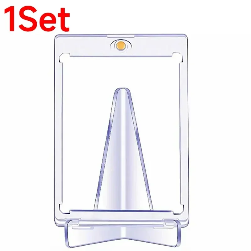 10-1Set Magnetic Cards Holder for Trading Card Support Set Arcylic Triangle Card Display Stand Waterproof Transparent Protector: plum