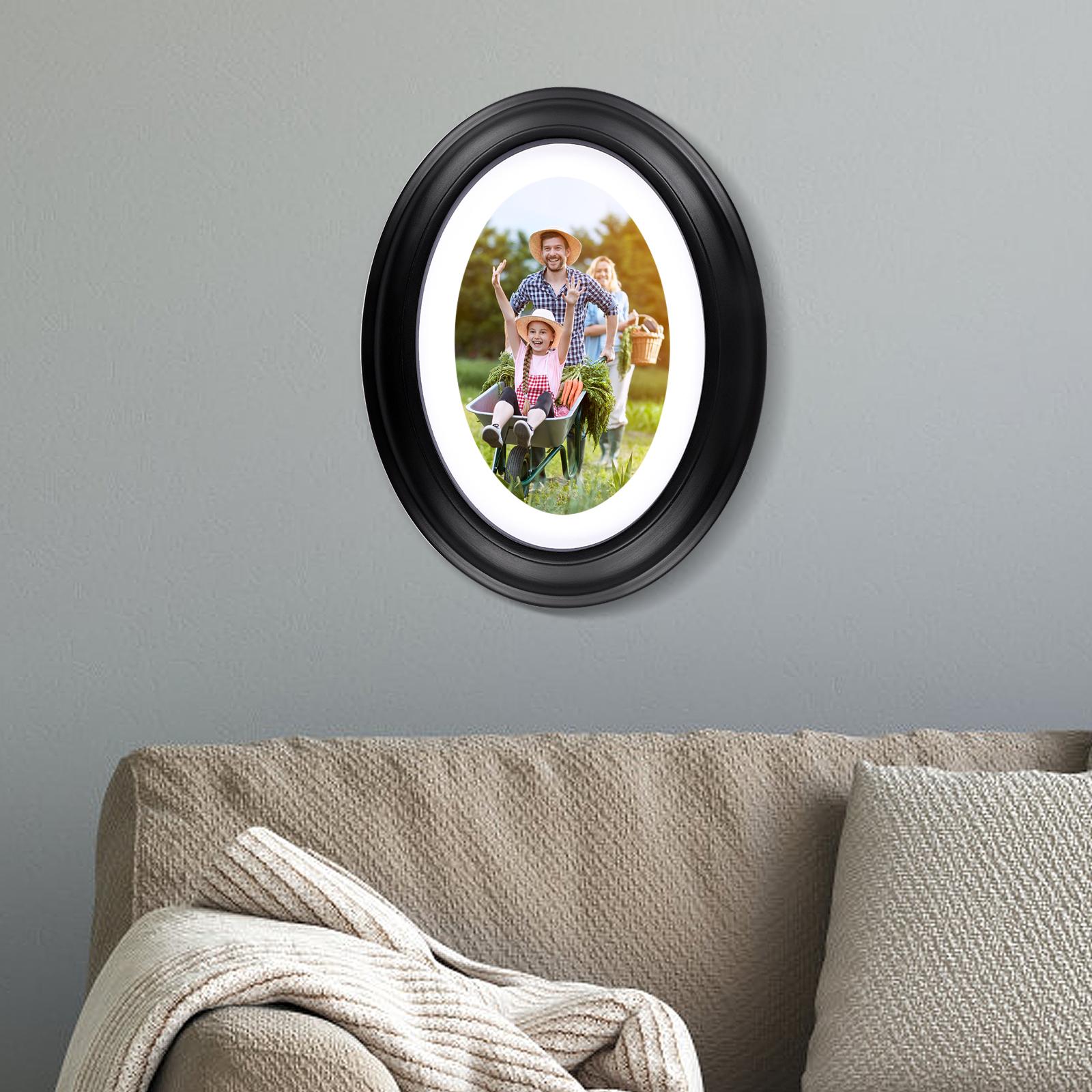 Klassieke 7-inch ovale houten fotolijst, zwarte muur, hangende decoratie, fotolijst, woondecoratie, houten frames
