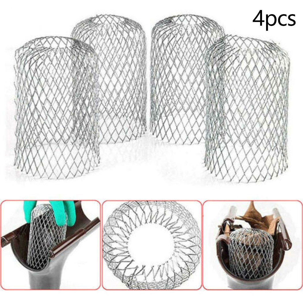 4PCS Metal Mesh Gutter Leaf Debris Trap Guard Drain Pipe Cover Downpipe Aluminum Home Outdoor Drainage Accessories