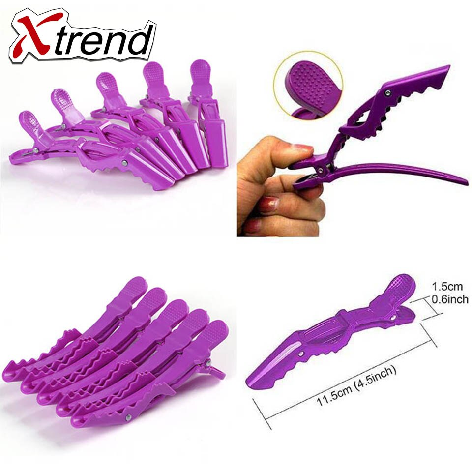Xtrend 5 st/set plast krokodilklämmor hår frisör klämmor anti-halk fläta hår styling verktyg tillbehör
