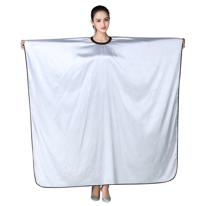 Salon Haircut Cape Adult Silk Waterproof Hair Dyeing Cutting Perming Styling Hairdresser Hairdressing Barber Apron: K087-Silver