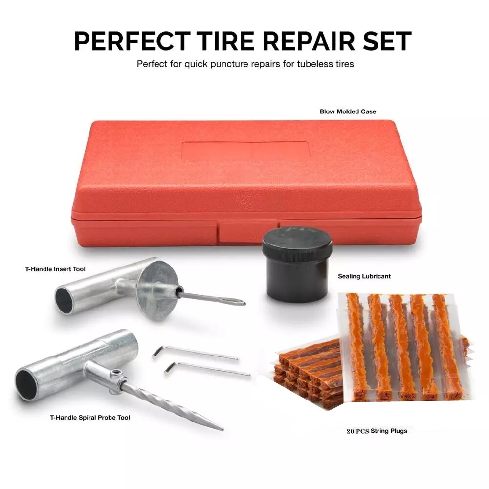 Universele Auto Bandenreparatieset Auto Van Motorcycle Bike Tire Repair Tools Emergency Heavy Duty Tubeless Bandpunctuur Repair Kit