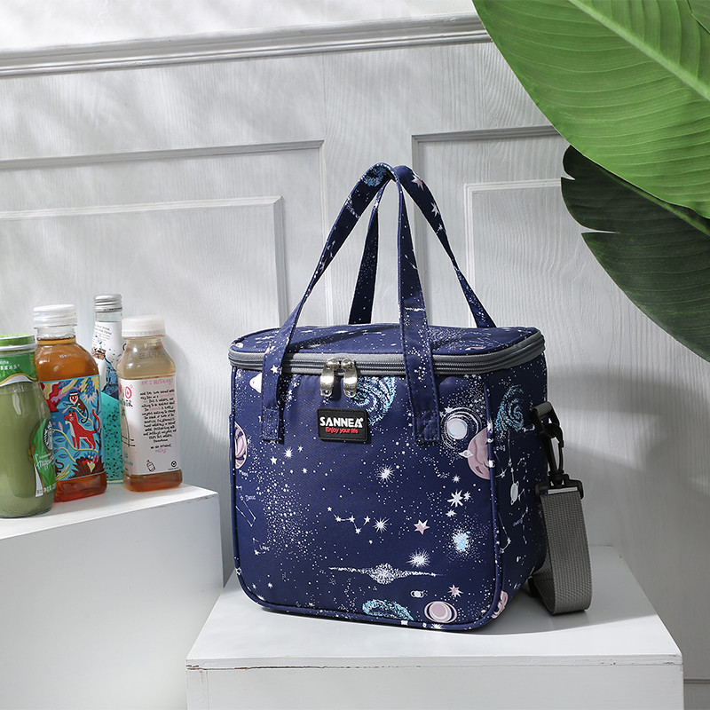 SANNE Colorful 7L Cooler Bag Thermal Diagonal Portable Waterproof Insulated Thermal Ice Picnic Bag for Food: starry sky