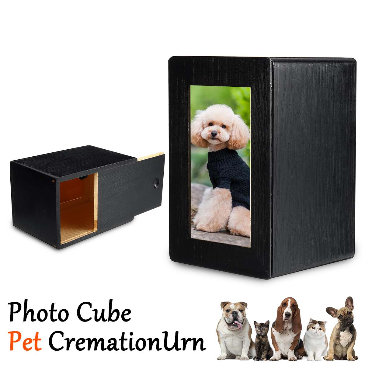 Can Put Picture 16x10.5x10.5cm Wood Urn Pet Cat Dog Bird Caskets House For Ashes Cremation Funeral Memorial Pet Urn Coffin Box