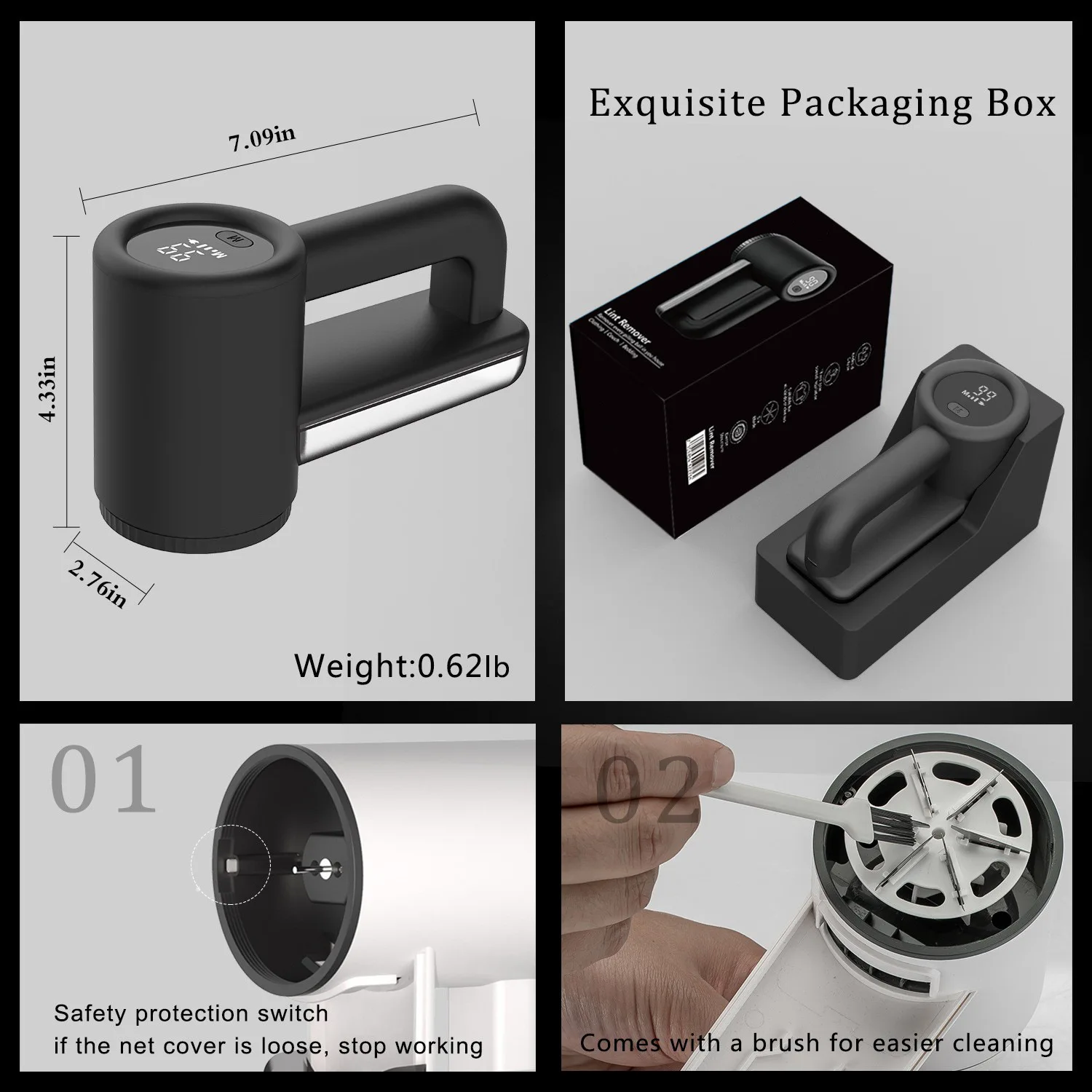 Oplaadbare Stof Kleding Scheerapparaat Pil Pluisjes Verwijderaar 3 Snelheden 2000Mah Led Display Fuzz Verwijderaar Voor Trui Bank Beddengoed Lakens