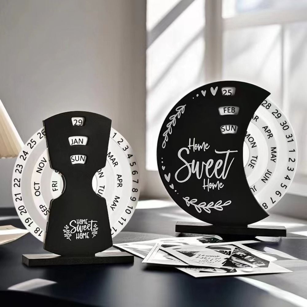 Calendario de escritorio giratorio Manual , calendario perpetuo de tiempo ajustable DIY, indicador de fecha y mes multiusos