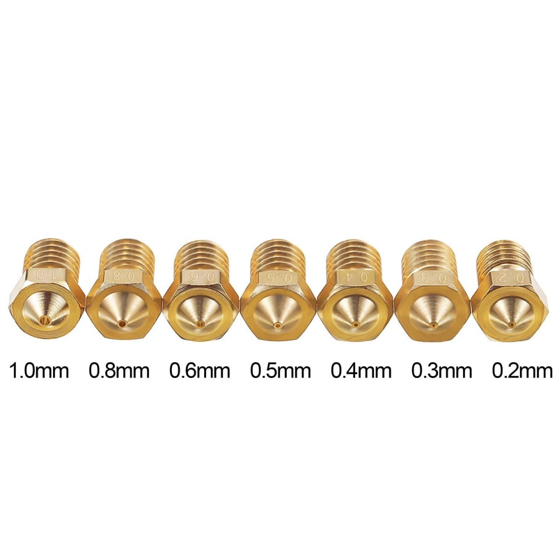 10pcs 3D Printer Accessories V5 V6 M6 threaded Nozzle 0.2 0.25 0.3 0.4 0.5 0.6 0.8 1.0mm for 1.75mm filamnet Full Metal E3D