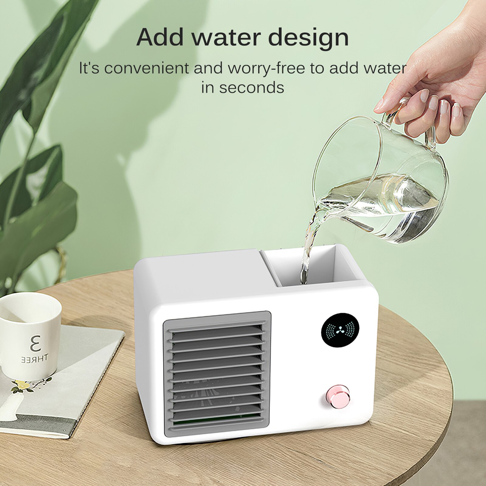 mini air cooler fan air conditioner light USB portable desktop air cooling fan humidifier office bedroom purifier 400ML 2000mAh
