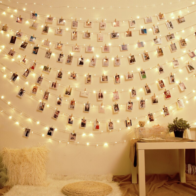 Fotocollage Clips String Lights Muur Opknoping Foto Muur Starry Licht Picture Card Display Licht voor Bruiloft Slaapkamer Decoratie