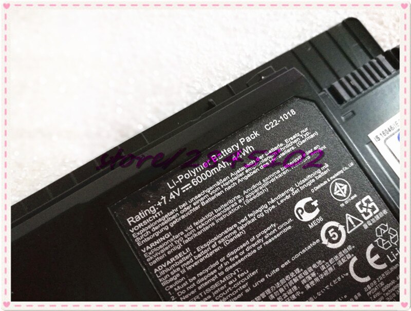 7.4V 6000mAh 44wh C22-1018 Laptop Battery For ASUS Eee PC 1018 1018P 1018PB 1018PD 1018PE 1018PEB 1018PN 70-OA282B1200