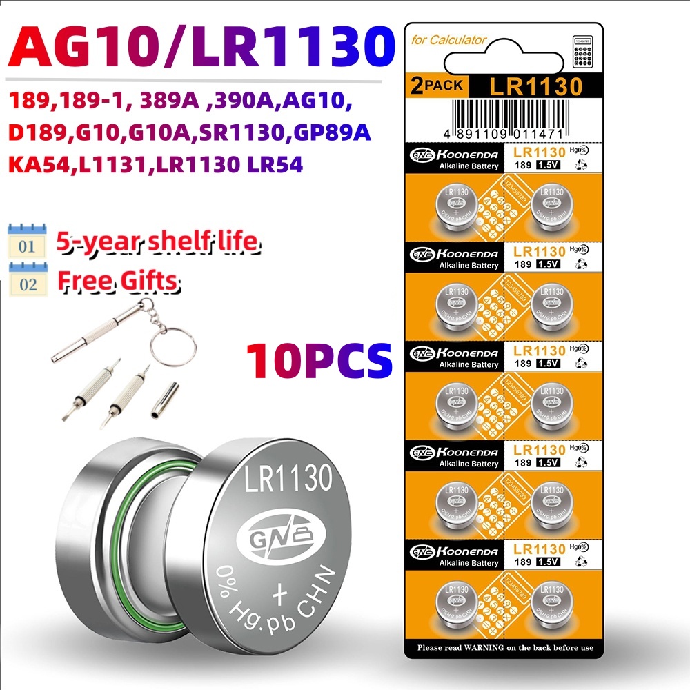 10 sztuk AG13 LR44 1.5V baterie guzikowe LR41 LR1130 LR626 SR621SW SR626SW SR920SW SR721SW bateria alkaliczna moneta na zegarek zabawka: Złota