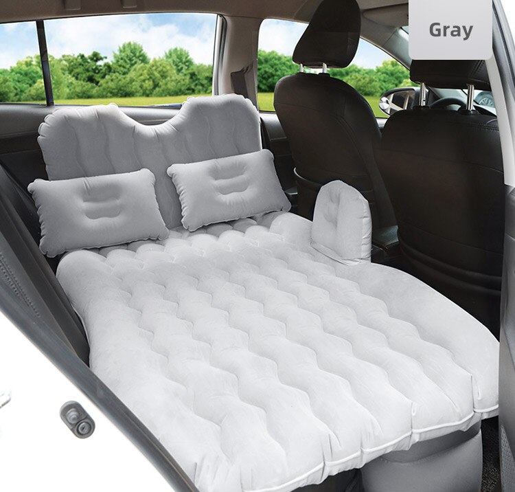 Pvc Flocking Camping Comfortable Car Inflatable Air Bed For Car Back Seat Travel Mattress Bed: Grey