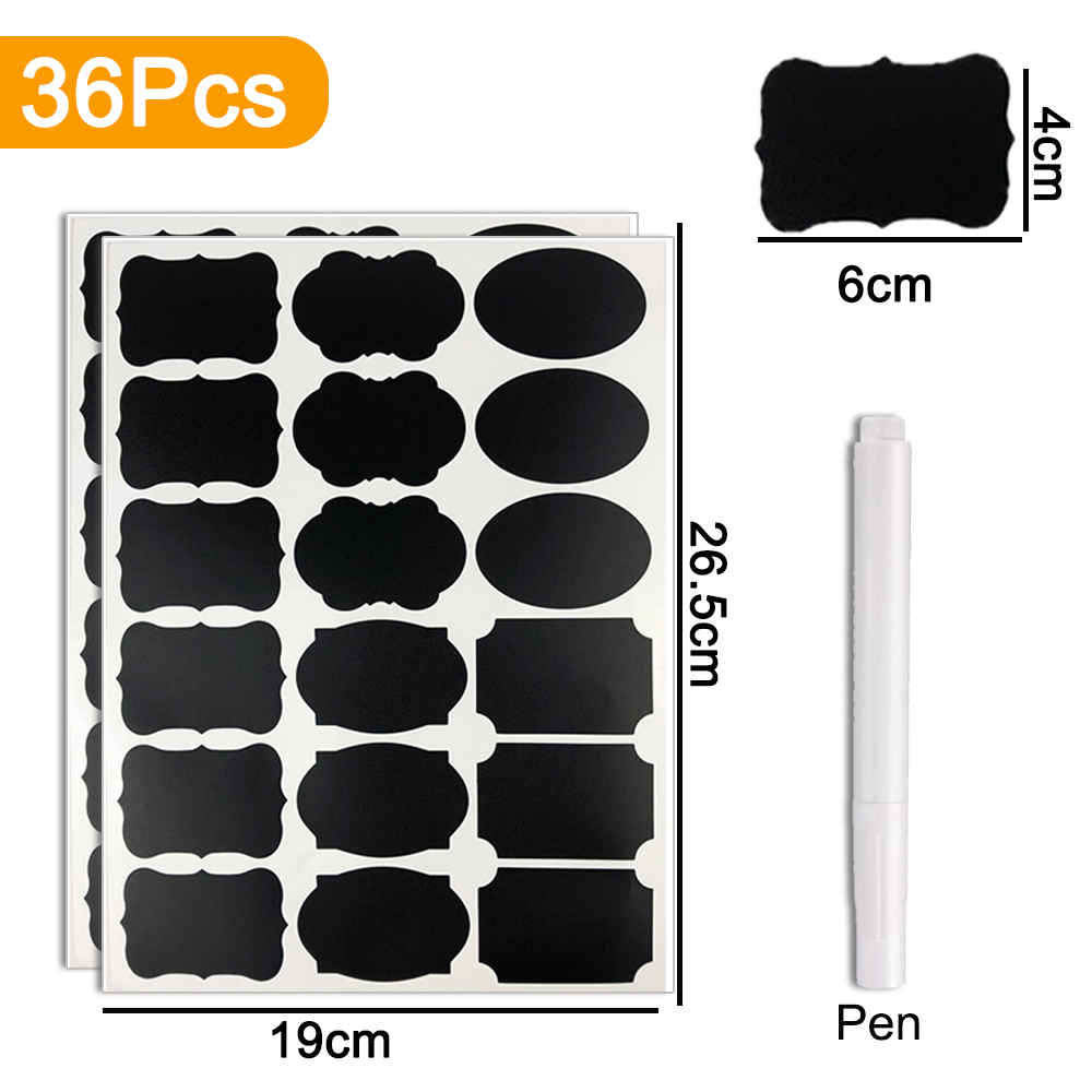 Waterproof Chalkboard Labels Set Blackboard Stickers Home Spice Glass Jar Bottle Box Accessories Tags Craft Kitchen Organizer: Set E with Pen