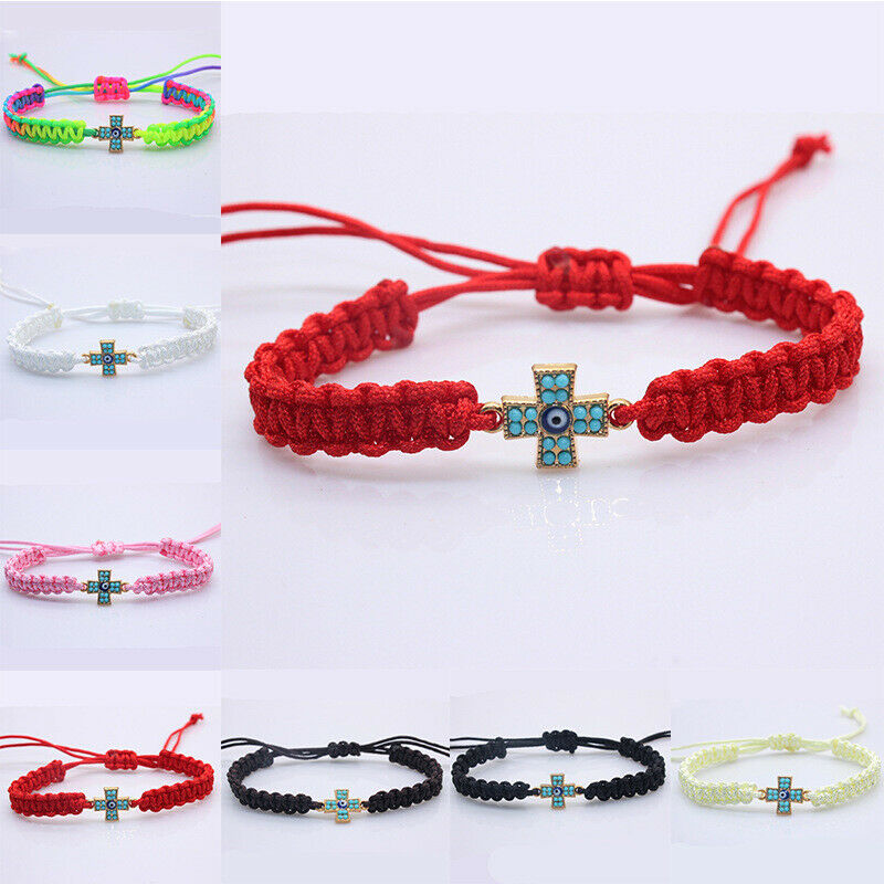 Mode Diy Rode Koord String Cross Charm Armband Geweven Touw Mannen Vrouwelijke Kralen Armbanden Bangle Chain