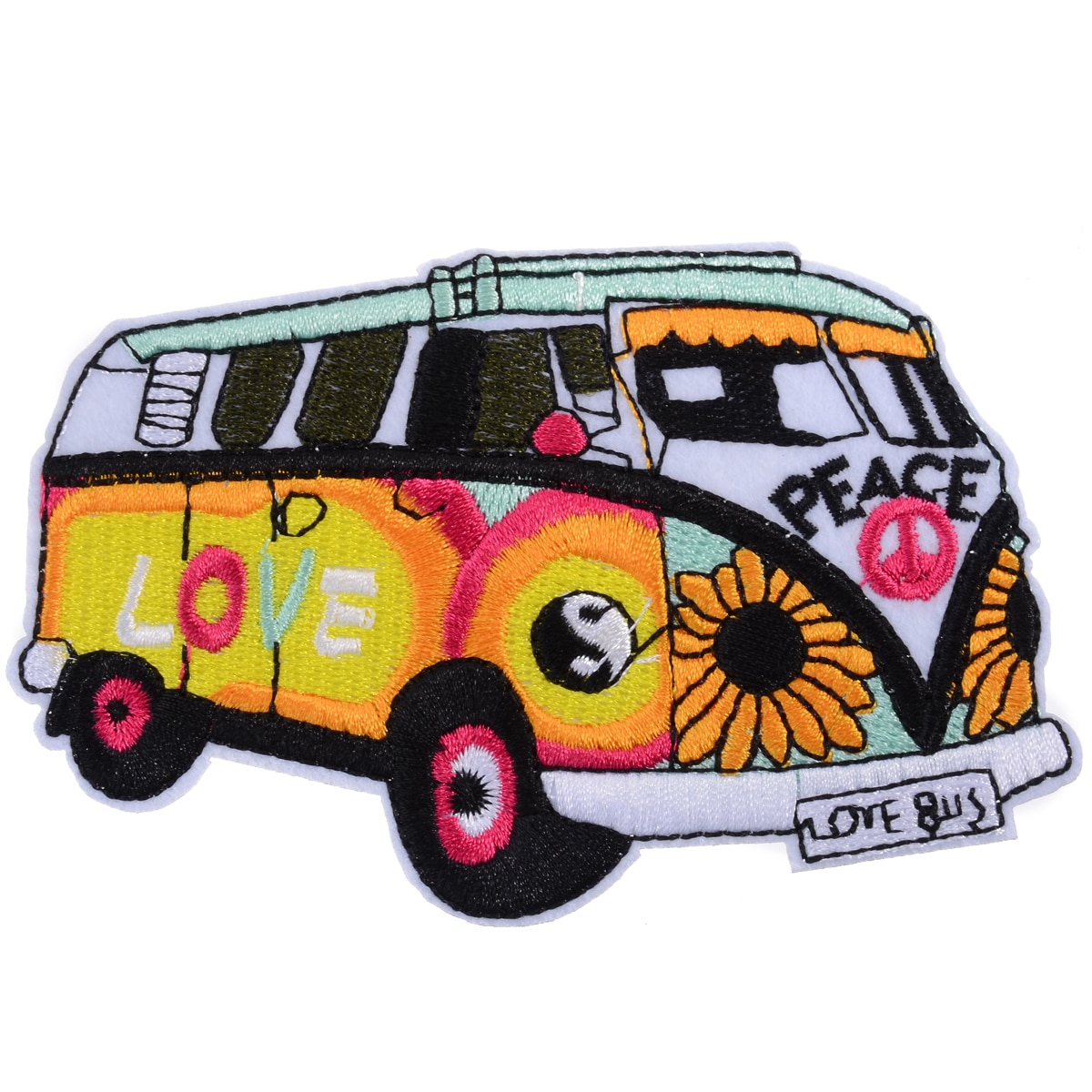 4 stk hippie kærlighed bus blomster fred tegneserie strygeplaster klistermærke patch kunst broderet jern sy på applikation tøjpose indretning