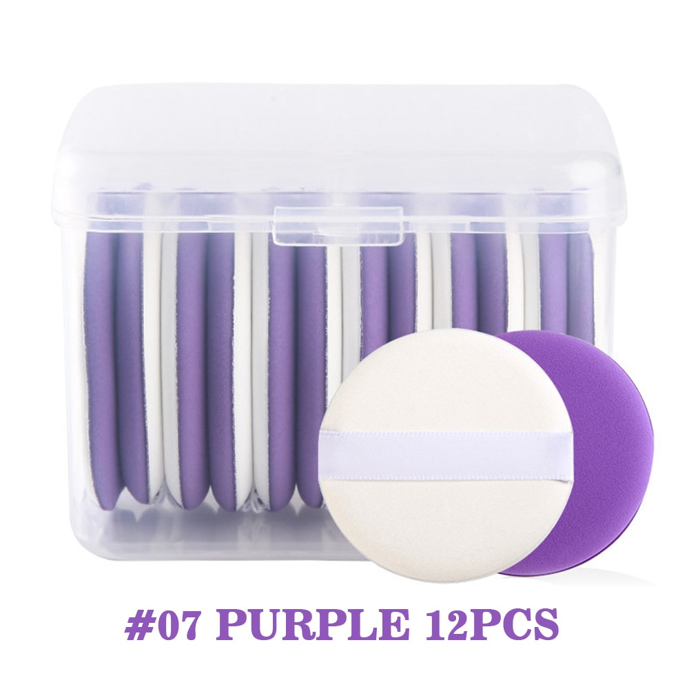 Esponjas redondas portátiles para maquillaje, 12 Uds., almohadillas de polvo sueltas con cojín de aire, con correa para maquillaje en polvo, colorete cosmético