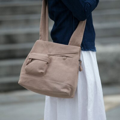 AETOO Literary canvas bag vintage cotton and linen national wind retro shoulder soft bag large capacity personality handbag: 2