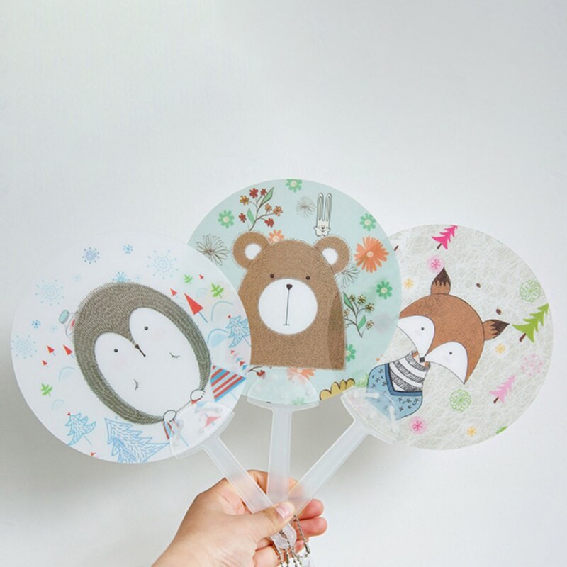 Cartoon Hand Fans Draagbare Bos Serie Hand Fan Zomer Plastic Mini Ventilator Ronde Disk Creatieve Party Koele Zomer Hand fan