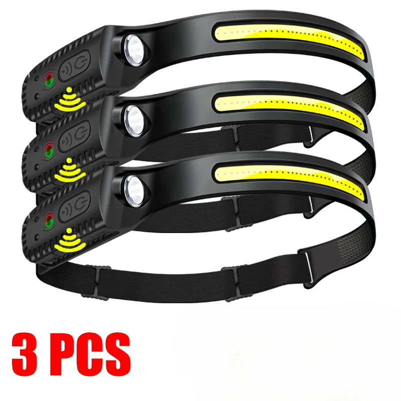 USB oplaadbare LED-sensorkoplamp XPE + COB-koplamp Led-hoofdlamp Camping zoeklicht Hoofdzaklamp voor vislantaarn: green